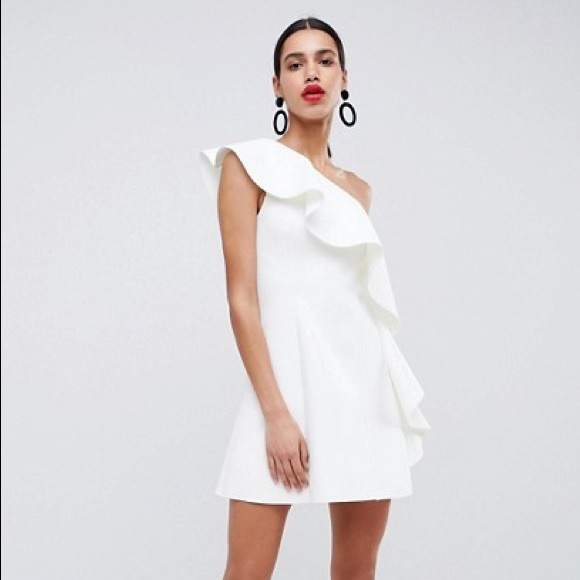 asos white one shoulder dress